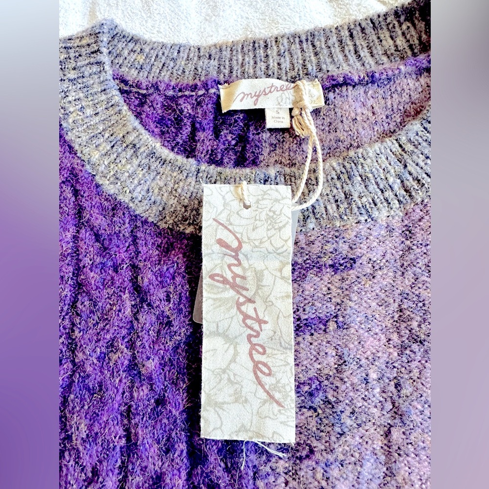 NWT Mystree Purple and Gray Mixed Knit Oversized Sweater - size S - Picture 4 of 7